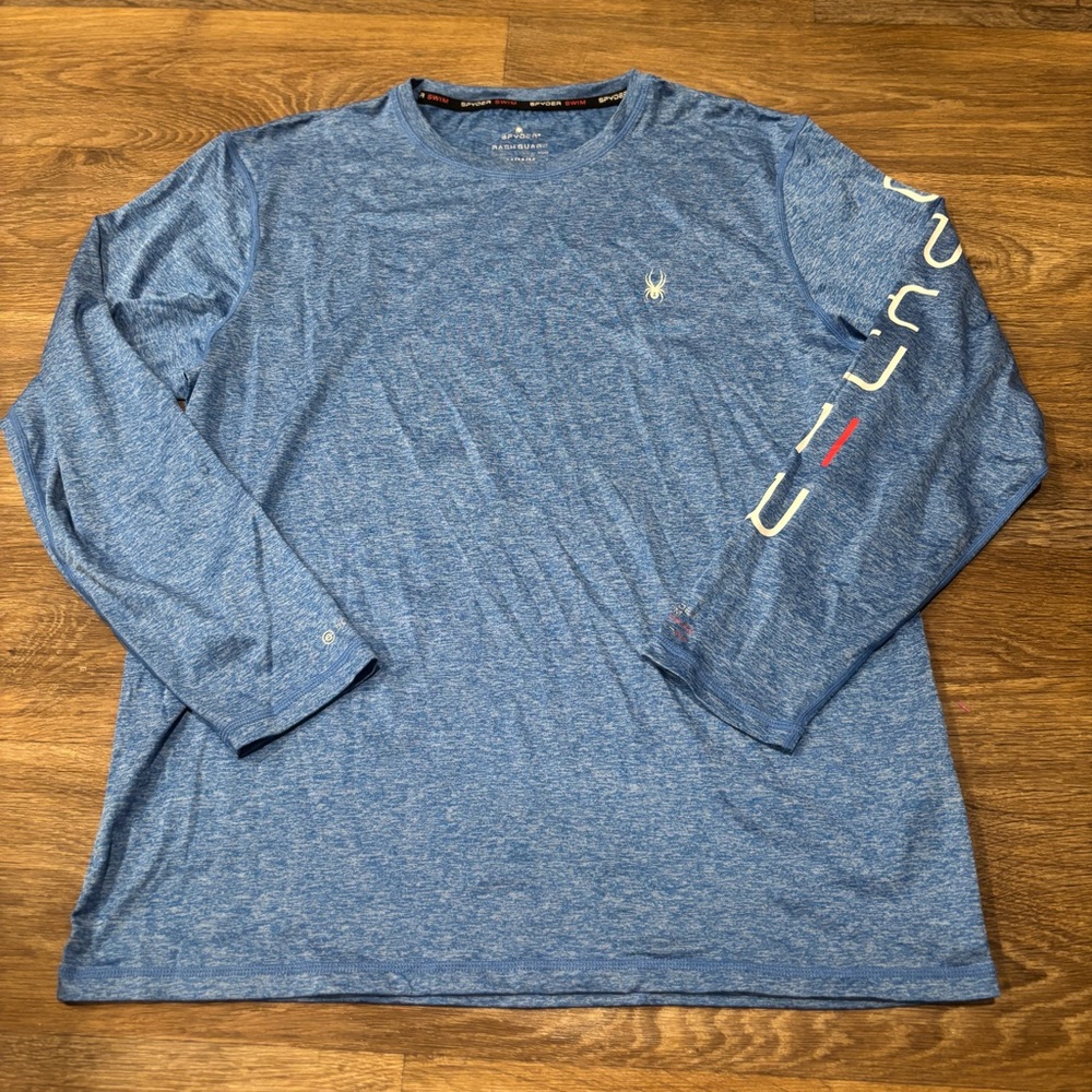 Spyder Blue UPF 50 Swim Shirt Long Sleeve Rash Guard Activewear Medium Men